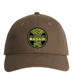 wasabi cap, wasabi hat, wasabi merch, merch, half moon bay wasabi hat, brown hat, brown